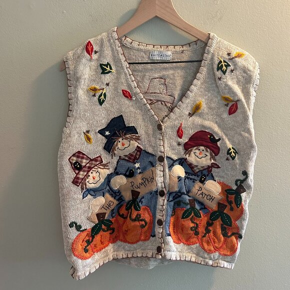 White Stag Jackets & Blazers - White Stag Embroidered Fall Sweater Vest Womens Size Medium Autumn Pumpkin